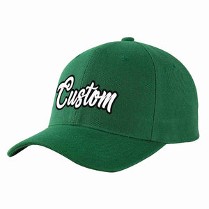 Conception personnalisée de casquette de baseball de sport incurvée vert blanc-noir pour hommes/femmes/jeunes