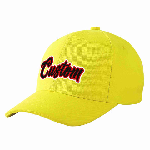 Custom Yellow Black-Red Curved Eaves Sport Baseball Cap Design for Men/Women/Youth