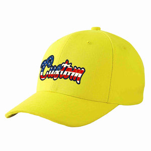 Custom Yellow Vintage USA Flag-Gold Curved Eaves Sport Baseball Cap Design for Men/Women/Youth