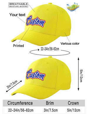 Conception personnalisée de casquette de baseball de sport incurvée jaune royal-blanc pour hommes/femmes/jeunes