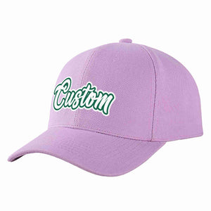 Casquette de baseball de sport incurvée personnalisée, violet clair, blanc-vert Kelly, pour hommes/femmes/jeunes