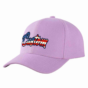 Custom Light Purple Vintage USA Flag-Gold Curved Eaves Sport Baseball Cap Design for Men/Women/Youth