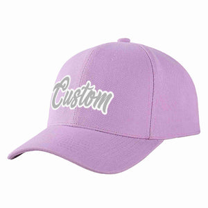 Conception personnalisée de casquette de baseball de sport incurvée violet clair gris-blanc pour hommes/femmes/jeunes