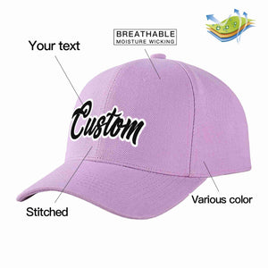 Custom Light Purple Black-White Curved Eaves Sport Baseball Cap Design for Men/Women/Youth