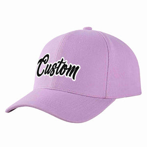 Custom Light Purple Black-White Curved Eaves Sport Baseball Cap Design for Men/Women/Youth