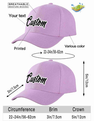 Custom Light Purple Black-White Curved Eaves Sport Baseball Cap Design for Men/Women/Youth