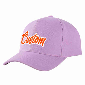 Custom Light Purple Orange-White Curved Eaves Sport Baseball Cap Design for Men/Women/Youth