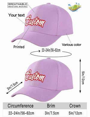 Custom Light Purple White-Red Curved Eaves Sport Baseball Cap Design for Men/Women/Youth