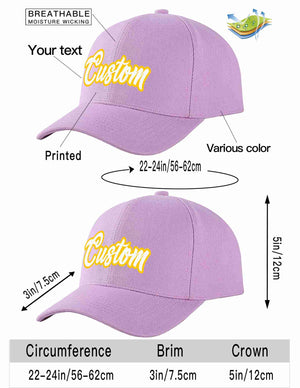 Custom Light Purple White-Gold Curved Eaves Sport Baseball Cap Design for Men/Women/Youth