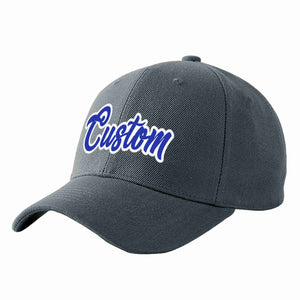 Conception personnalisée de casquette de baseball de sport incurvée gris foncé royal-blanc pour hommes/femmes/jeunes