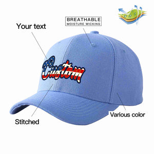 Custom Sky Blue Vintage USA Flag-Gold Curved Eaves Sport Baseball Cap Design for Men/Women/Youth