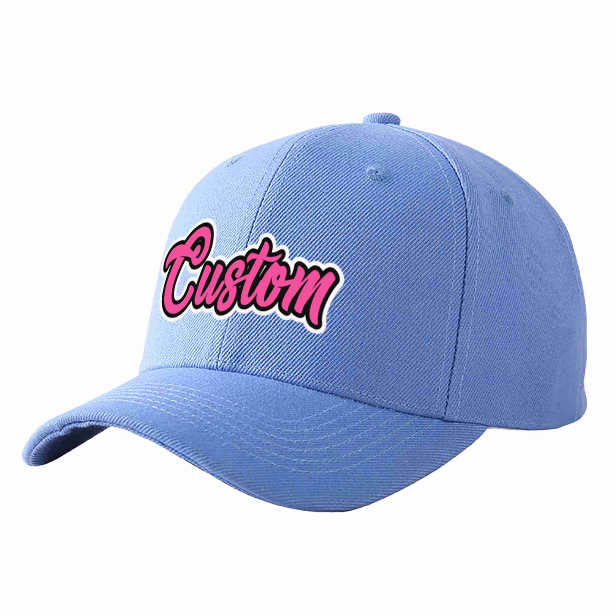 Custom Sky Blue Pink-Black Curved Eaves Sport Baseball Cap Design for Men/Women/Youth