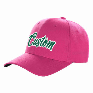 Custom Rose Red Kelly Green-White Curved Eaves Sport Baseball Cap Design for Men/Women/Youth