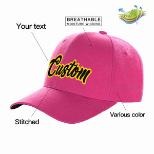 Custom Rose Red Black-Gold Curved Eaves Sport Baseball Cap Design for Men/Women/Youth