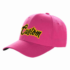 Custom Rose Red Black-Gold Curved Eaves Sport Baseball Cap Design for Men/Women/Youth