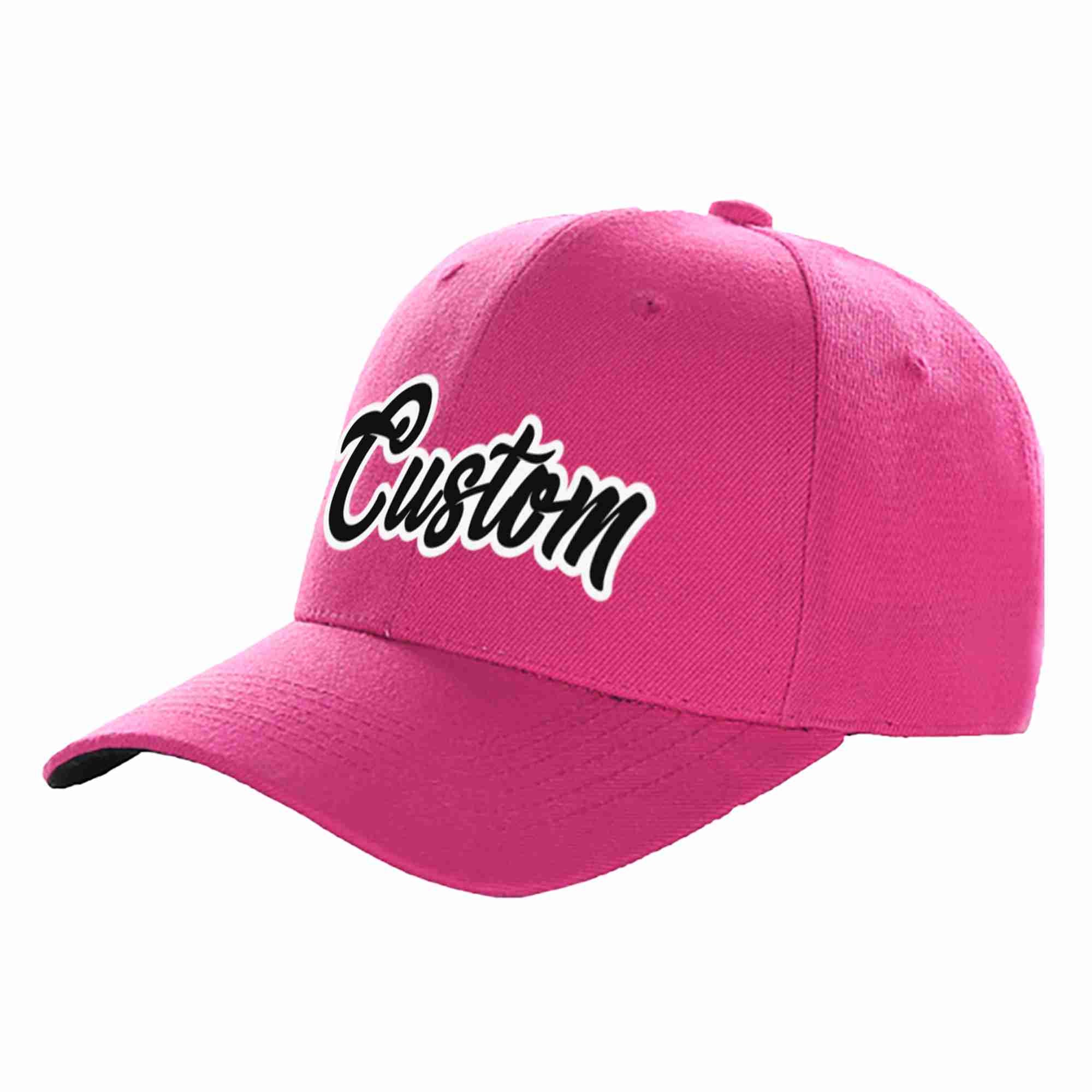 Casquette de baseball incurvée personnalisée Rose rouge noir-blanc pour hommes/femmes/jeunes