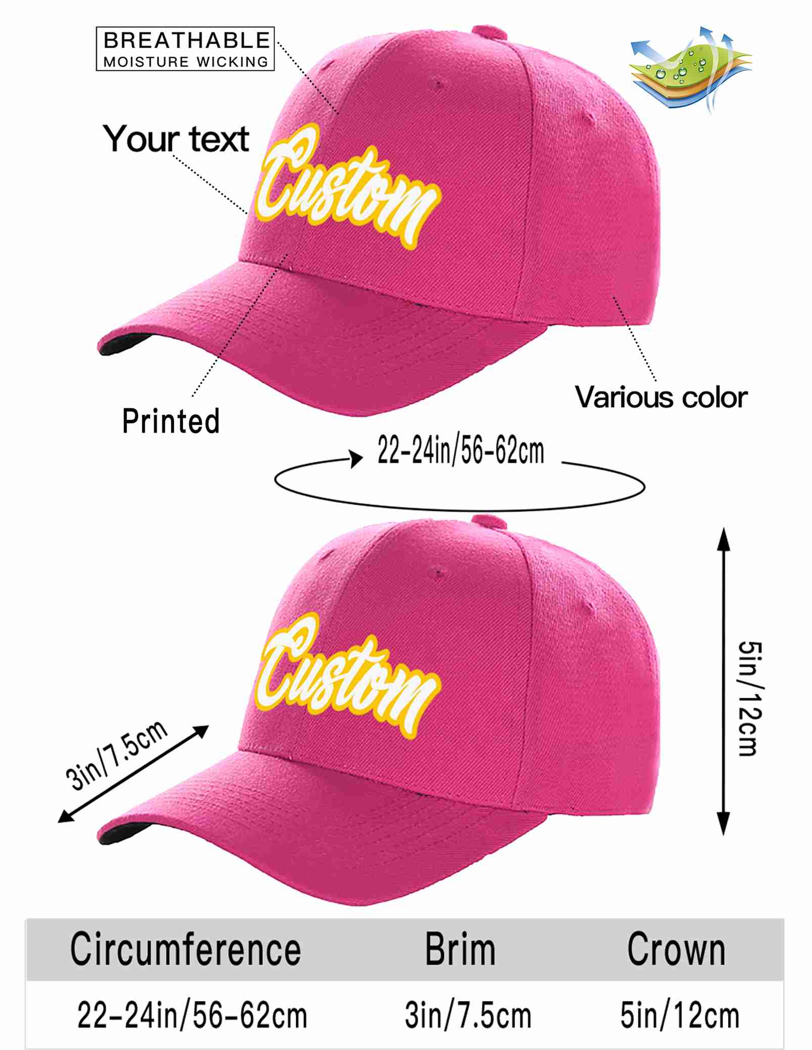 Custom Rose Red White-Gold Curved Eaves Sport Baseball Cap Design for Men/Women/Youth