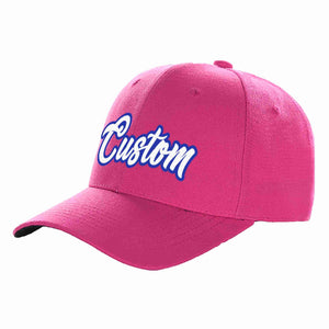 Casquette de baseball de sport incurvée personnalisée Rose rouge blanc-royal pour hommes/femmes/jeunes