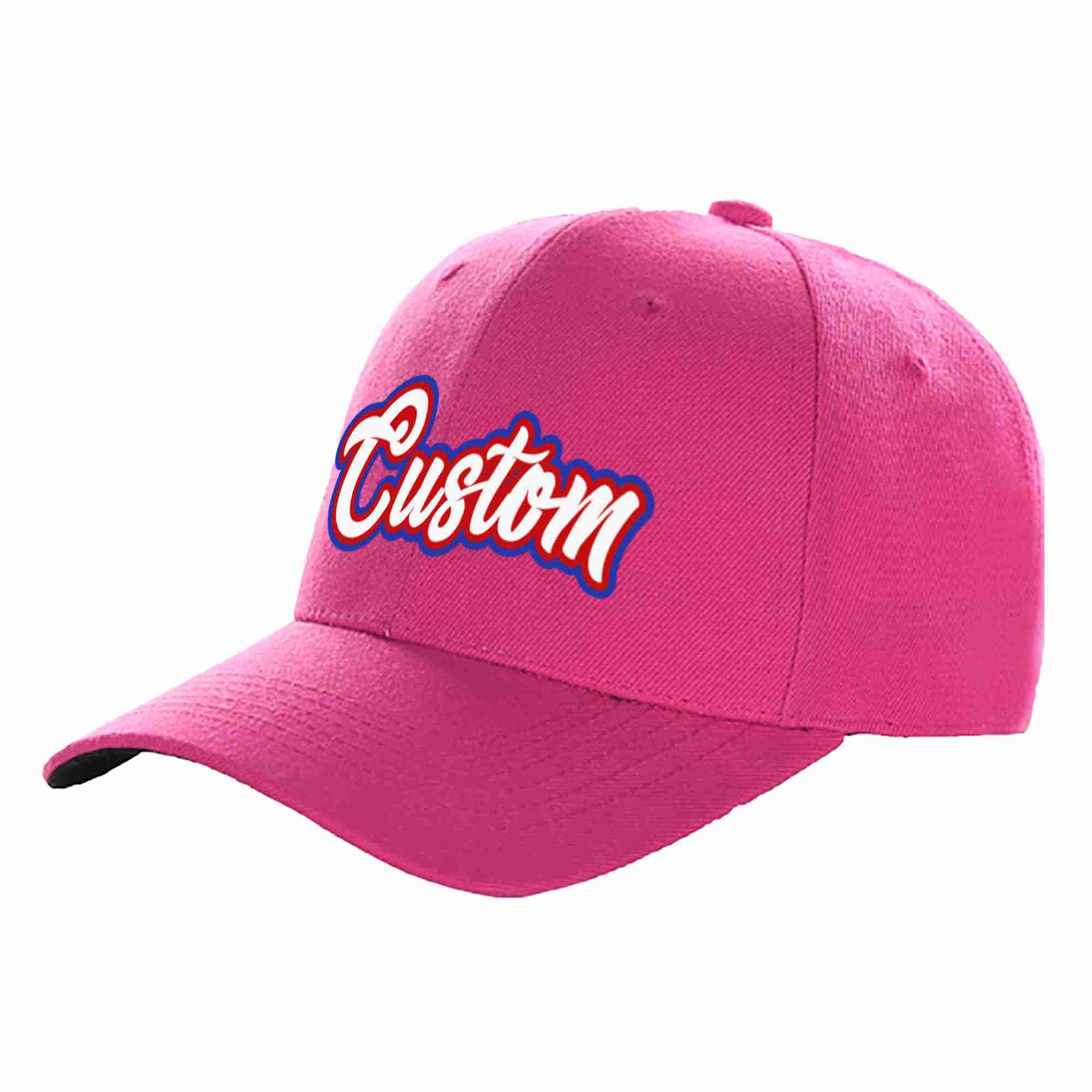 Casquette de baseball de sport incurvée personnalisée Rose rouge blanc-rouge pour hommes/femmes/jeunes