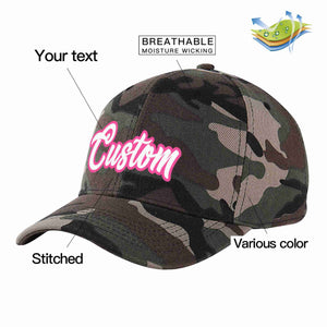 Custom Camo White-Pink Curved Eaves Sport Baseball Cap Design for Men/Women/Youth