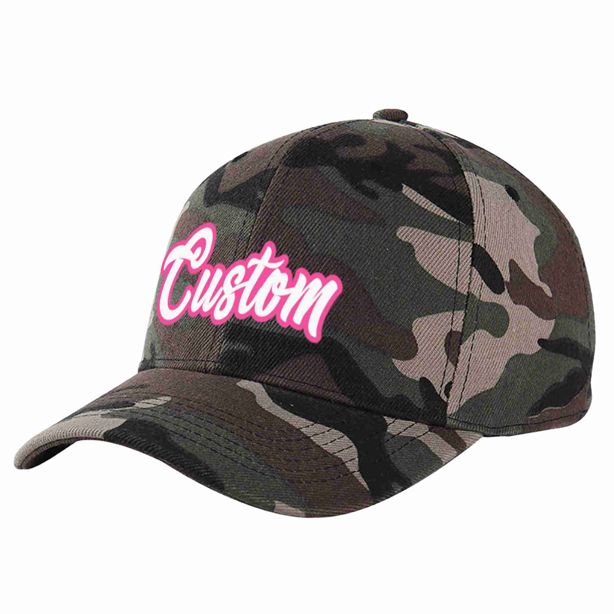 Conception de casquette de baseball de sport à avant-toit incurvé blanc-rose camouflage personnalisé pour hommes/femmes/jeunes