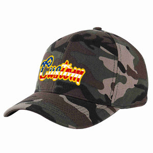 Custom Camo Vintage USA Flag-Gold Curved Eaves Sport Baseball Cap Design for Men/Women/Youth