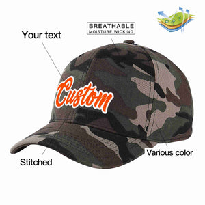 Custom Camo Orange-White Curved Eaves Sport Baseball Cap Design for Men/Women/Youth