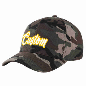 Conception personnalisée de casquette de baseball de sport à Eaves incurvées en or blanc et camouflage pour hommes/femmes/jeunes