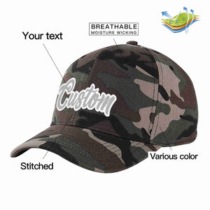 Casquette de baseball de sport incurvée gris-blanc camouflage personnalisée pour hommes/femmes/jeunes