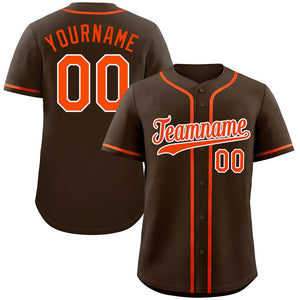 Custom Brown Orange-White Hook Classic Style Authentic Baseball Jersey