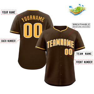 Custom Brown Yellow-White Bull Classic Style Authentic Baseball Jersey