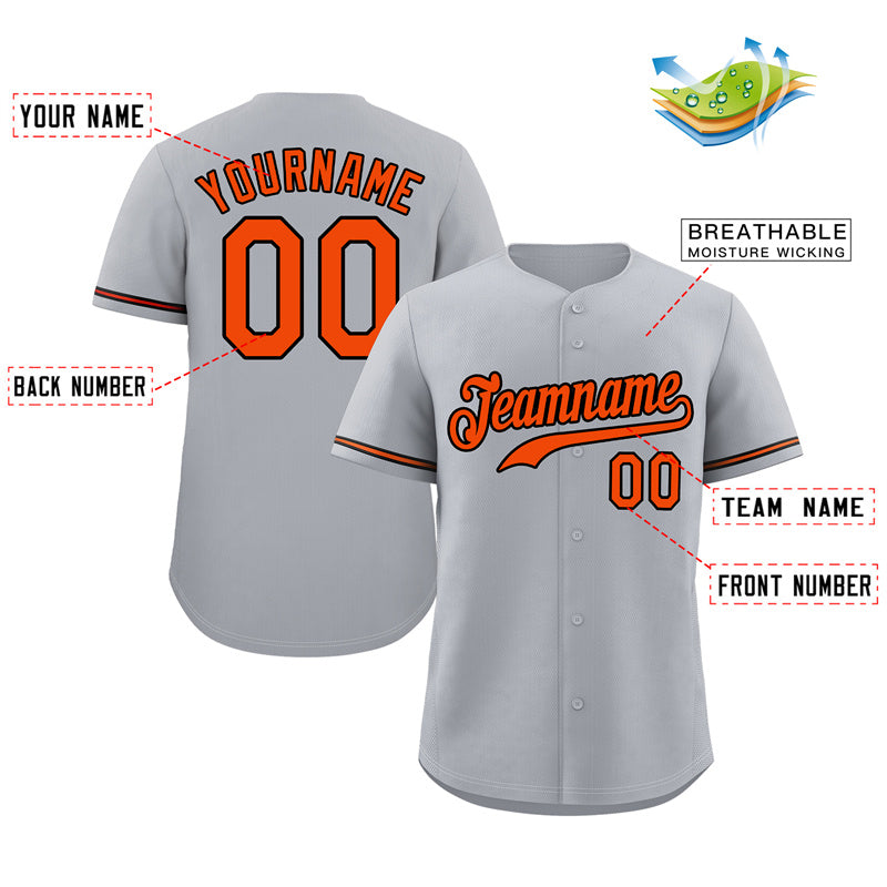 Custom Gray Orange-Black Hook Classic Style Authentic Baseball Jersey