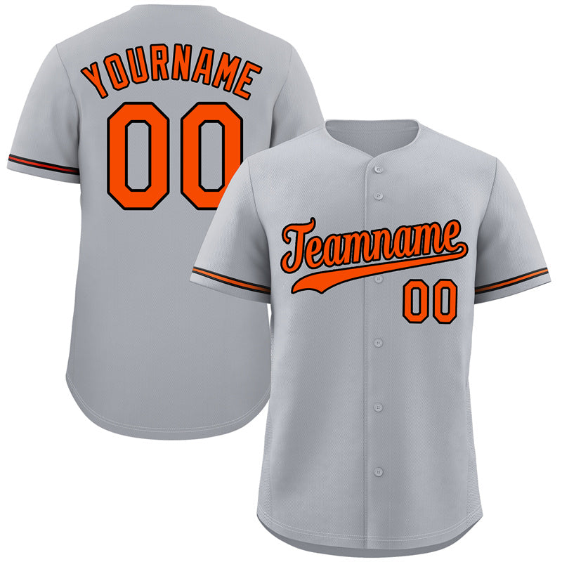 Maillot de baseball authentique de style classique gris orange-noir personnalisé