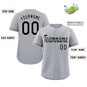 Maillot de baseball authentique de style classique gris noir-blanc personnalisé