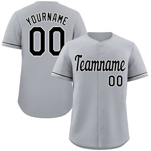 Custom Gray Black-White Classic Style Authentic Baseball Jersey