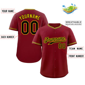 Custom Crimson Black-Gold Hook Classic Style Authentic Baseball Jersey