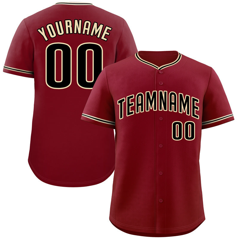 Custom Crimson Black-Cream Bull Classic Style Authentic Baseball Jersey