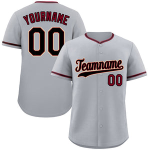 Custom Gray Black-Cream Classic Style Authentic Baseball Jersey