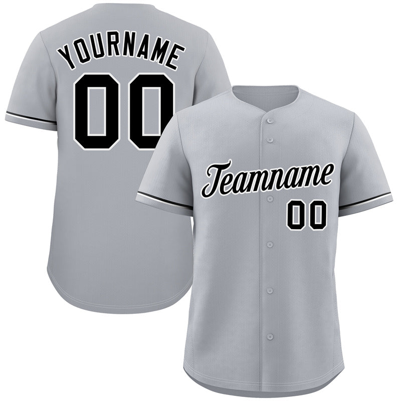 Custom Gray Black-White Classic Style Authentic Baseball Jersey