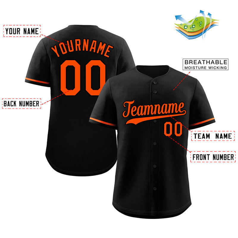 Custom Black Orange Classic Style Authentic Baseball Jersey