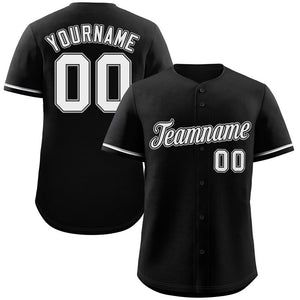 Maillot de baseball authentique de style classique noir blanc-gris personnalisé