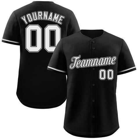 Custom Black White-Gray Classic Style Authentic Baseball Jersey