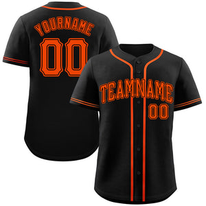 Maillot de baseball authentique de style classique, personnalisé, noir, orange-noir, taureau