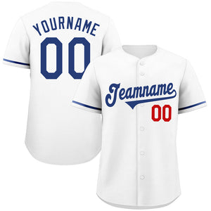 Maillot de baseball authentique de style classique blanc-rouge personnalisé