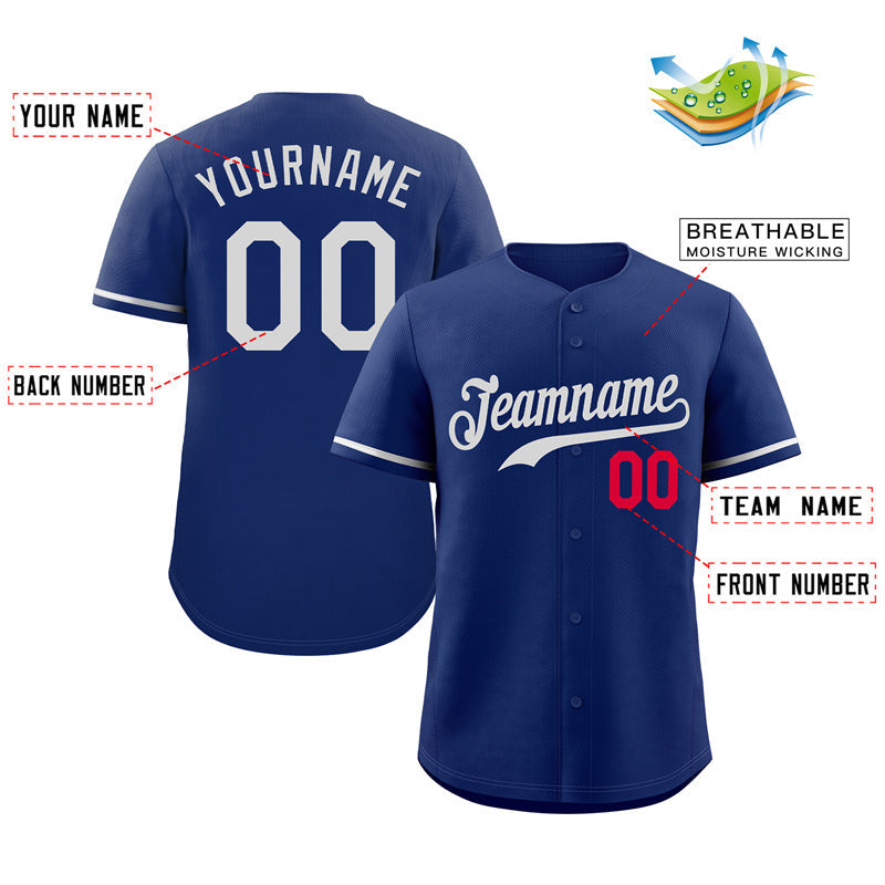 Custom Royal White-Red Classic Style Authentic Baseball Jersey