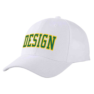 Casquette de baseball personnalisée blanche Kelly vert-jaune courbée Eaves Sport Design