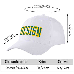 Casquette de baseball personnalisée blanche Kelly vert-jaune courbée Eaves Sport Design