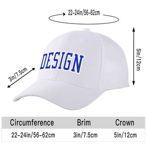 Custom White Royal-White Curved Eaves Sport Design Baseball Cap