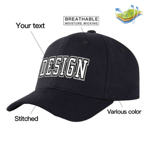 Custom Black White-Black Curved Eaves Sport Design Baseball Cap