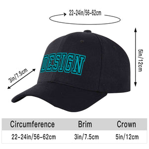 Casquette de baseball personnalisée noire Aqua-Black Curved Eaves Sport Design